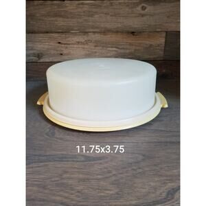 Vtg Tupperware Harvest Gold Round Cake Pie Carrier No Handle